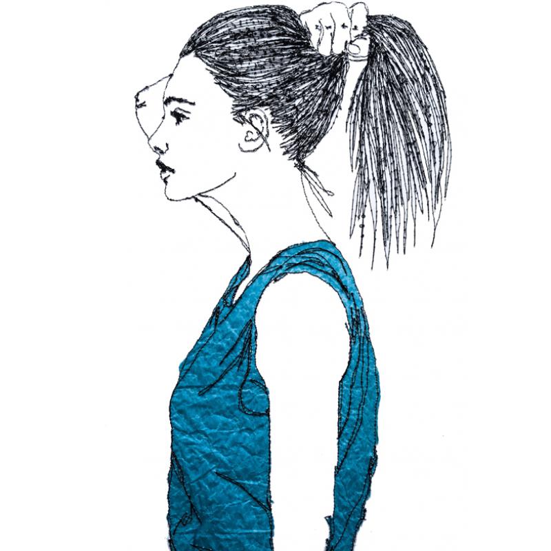 Blue Tissue Ruched Top