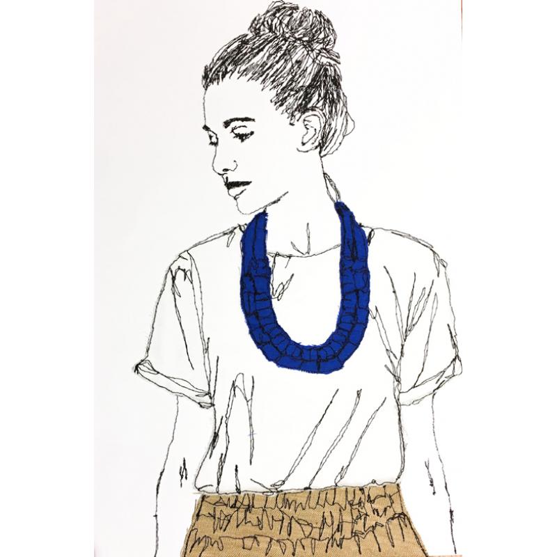 Blue Silk Statement Necklace